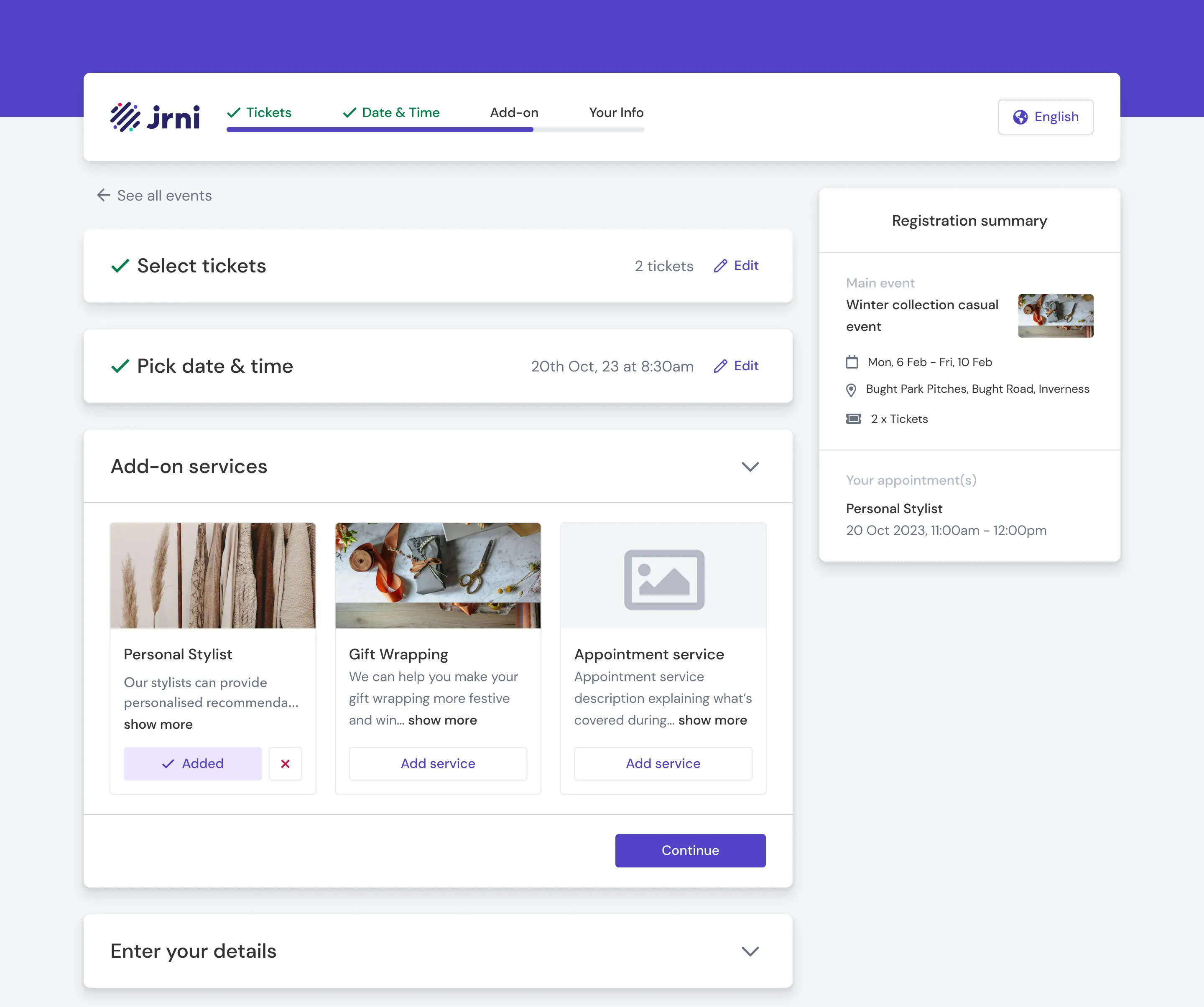 Optional add-on service step