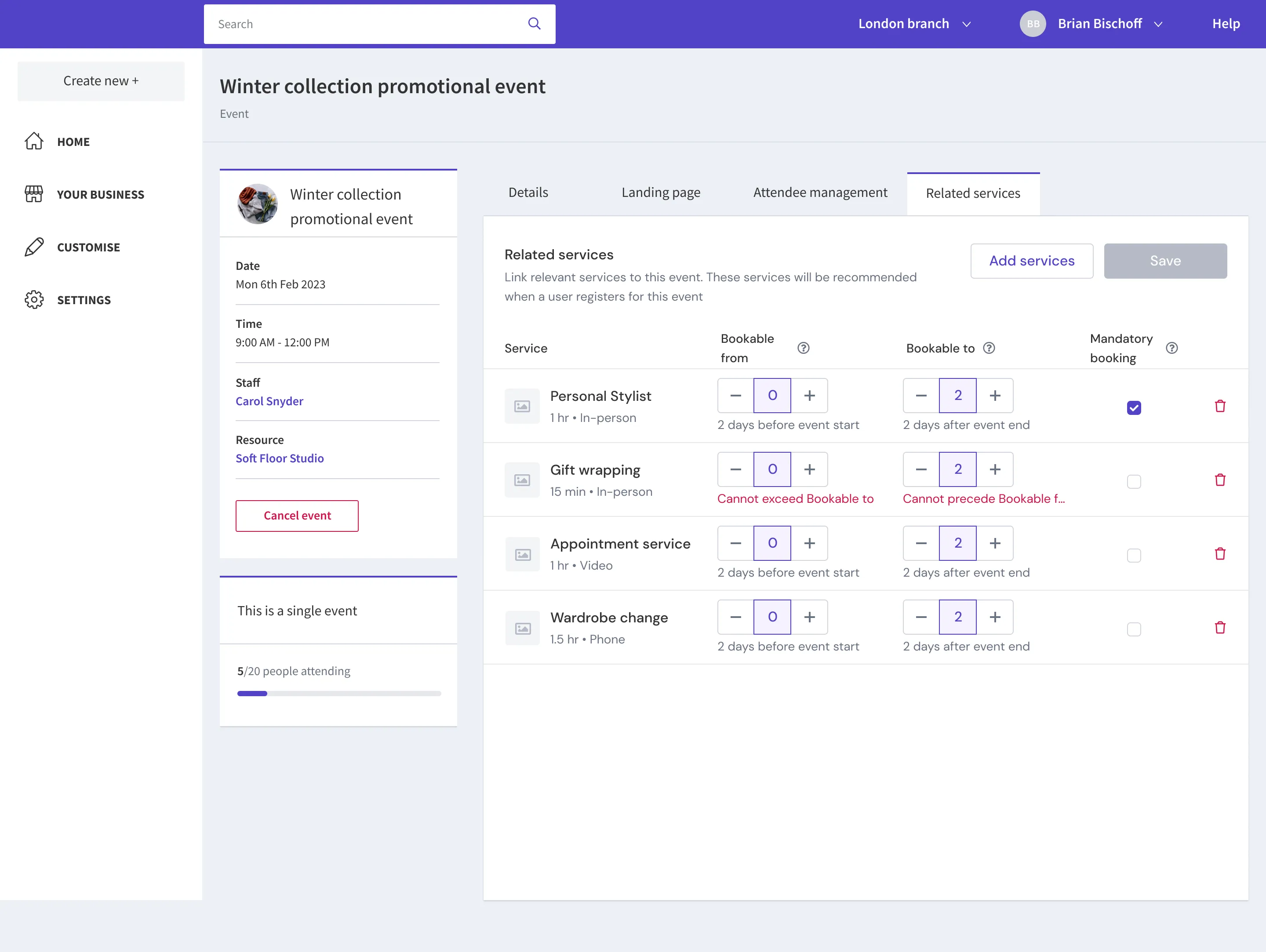 Service association configuration UI in Studio