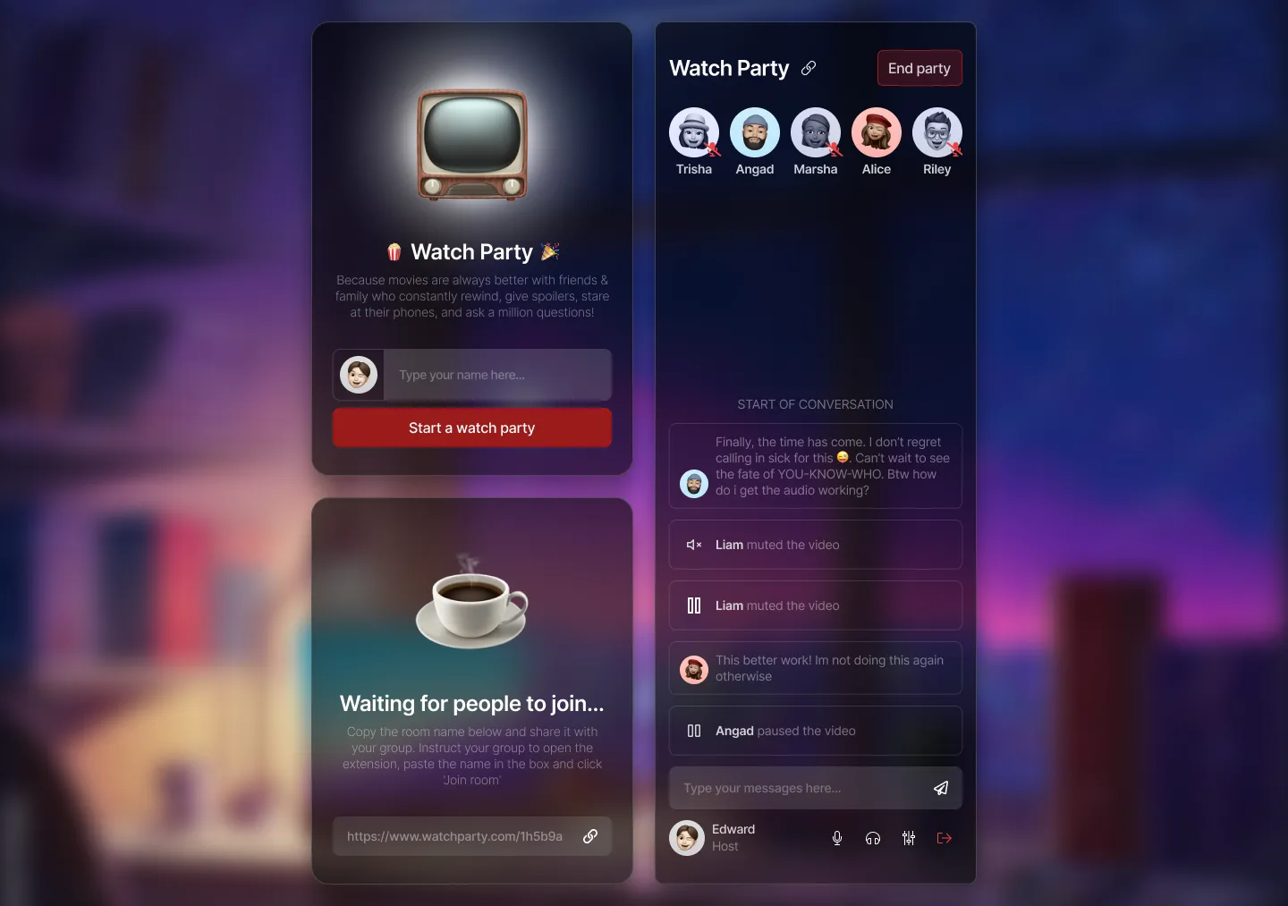 Watchparty app preview